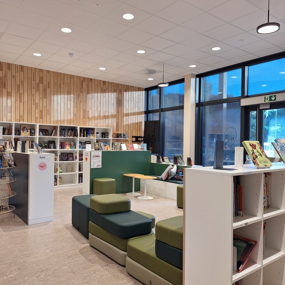 Bide fra biblioteket på Vanse skole