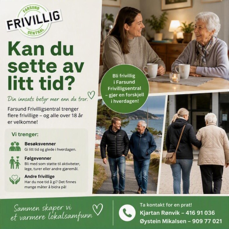 Lenke til artikkel: Farsund Frivilligsentral trenger flere besøksvenner