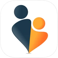 Logo for Visma Flyt - illustrerer voksen og barn i fargene blå og orange